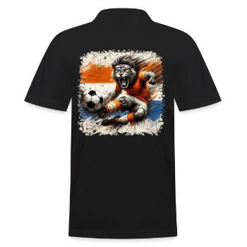 NL Lion Footballer Football Shirts Football Fan - Men's Polo Shirt - black - Back - Kai (181cm)
