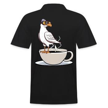 Maritime Seagull Tasse à café Café Blanc Noir - Polo Homme - noir - Dos - Kai (181cm)