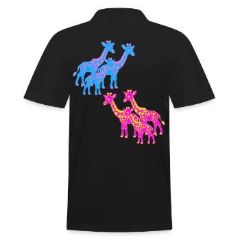 Giraffe Africa Safari Savannah 80s 90s Child - Men's Polo Shirt - black - Back - Kai (181cm)