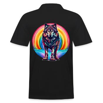 Rainbow Wolf Wolves - Men's Polo Shirt - black - Back - Kai (181cm)