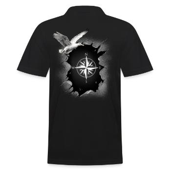 maritime seagull compass seagulls wind rose - Men's Polo Shirt - black - Back - Kai (181cm)