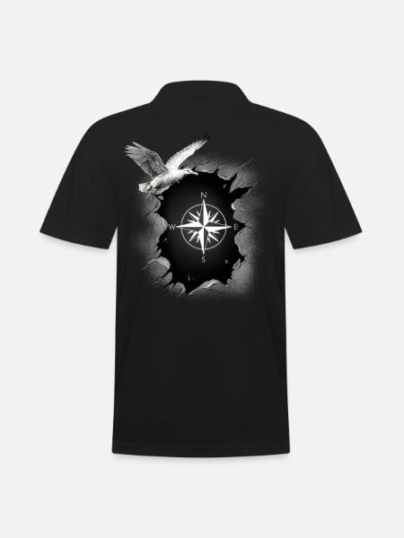 maritim Möwe Kompass Möwen Windrose - Männer Poloshirt - Schwarz