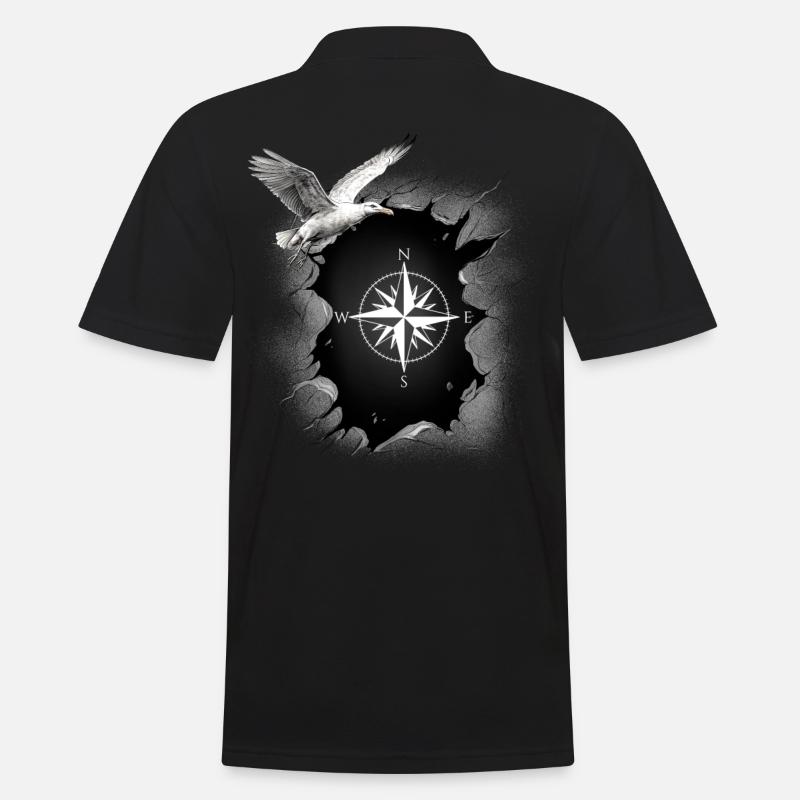 maritim Möwe Kompass Möwen Windrose - Männer Poloshirt - Schwarz
