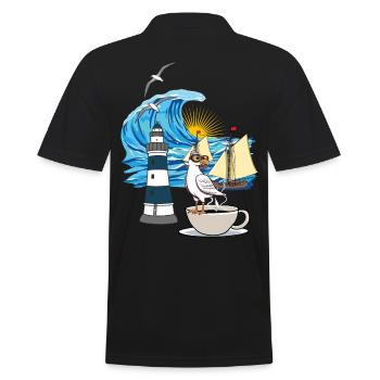 maritim Nordsee Ostsee Möwe Kaffeetasse Ahoi - Männer Poloshirt - Schwarz - Hinten - Kai (181cm)
