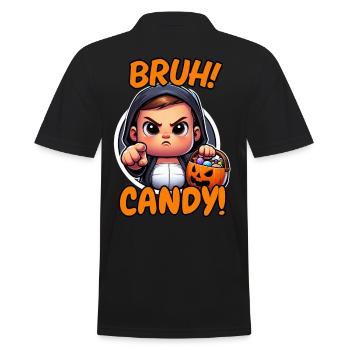 Bruh Candy Halloween Shirt – Funny Trick or Treat - Men's Polo Shirt - black - Back - Kai (181cm)