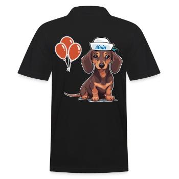Dackel Matrose Geburtstag Geburtstagsgeschenk Hund - Männer Poloshirt - Schwarz - Hinten - Kai (181cm)