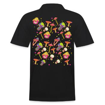 lustige Pilze Pilz Waldpilze bunt farbenfroh - Männer Poloshirt - Schwarz - Hinten - Kai (181cm)
