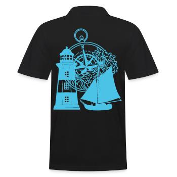 Maritime Compass Lighthouse Sailing Ship Ship - Men's Polo Shirt - black - Back - Kai (181cm)