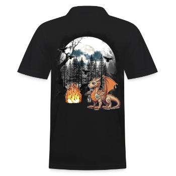 Dragon Dragon Fable Medieval Fairy Tale Myth Forest - Men's Polo Shirt - black - Back - Kai (181cm)