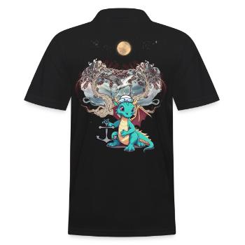 Drache Drachen maritim Matrose Matrosen Kind - Männer Poloshirt - Schwarz - Hinten - Kai (181cm)