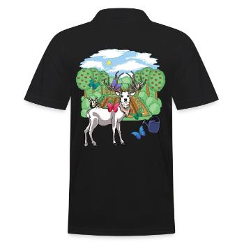 Rothirsch Wild Rehbock Schmetterlinge Natur Garten - Männer Poloshirt - Schwarz - Hinten - Kai (181cm)