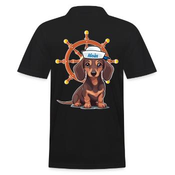maritim Steuerrad Steuermann Dackel Matrose Kind - Männer Poloshirt - Schwarz - Hinten - Kai (181cm)