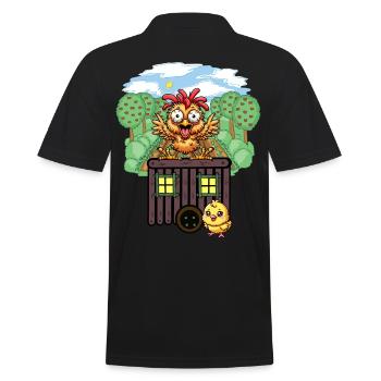 Hühner Huhn Bauwagen Garten Hühnerstall - Männer Poloshirt - Schwarz - Hinten - Kai (181cm)