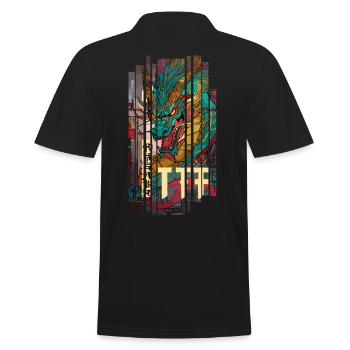 Geometrischer Drache Japan Kanji - Männer Poloshirt - Schwarz - Hinten - Kai (181cm)
