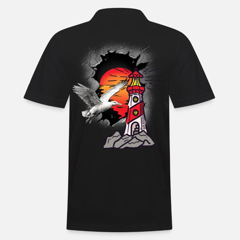 Lighthouse Lighthouses Seagull Seagulls - Men's Polo Shirt - black