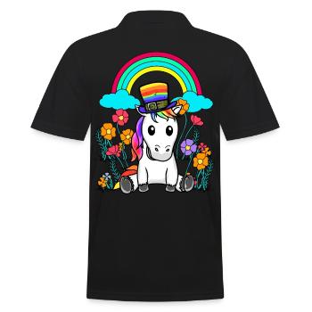 LGBT Regenbogen Einhorn Einhörner Pferd Pferde - Männer Poloshirt - Schwarz - Hinten - Kai (181cm)