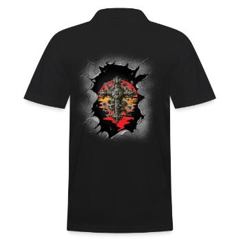 Cross, Crosses, Crucifix, Halloween, Occult, Spiritual - Men's Polo Shirt - black - Back - Kai (181cm)