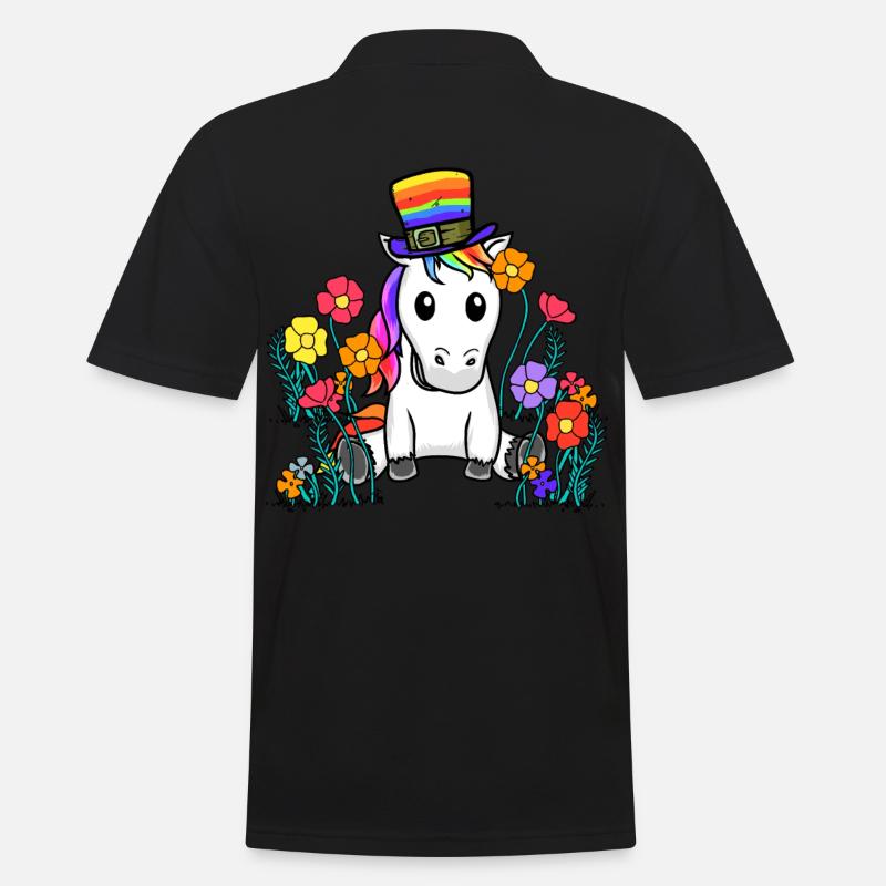 LGBT Einhorn Pferd Einhörner Regenbogen Blume - Männer Poloshirt - Schwarz