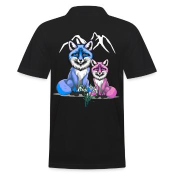 Fuchs Füchse Kind Kinder - Männer Poloshirt - Schwarz - Hinten - Kai (181cm)