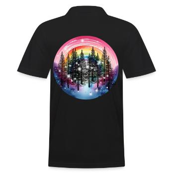 Tannen Wald Natur Regenbogen mystisch - Männer Poloshirt - Schwarz - Hinten - Kai (181cm)