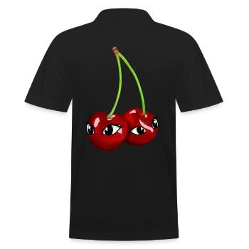 Cherry Cherries Eyes Face Fruit Fruits Summer - Men's Polo Shirt - black - Back - Kai (181cm)