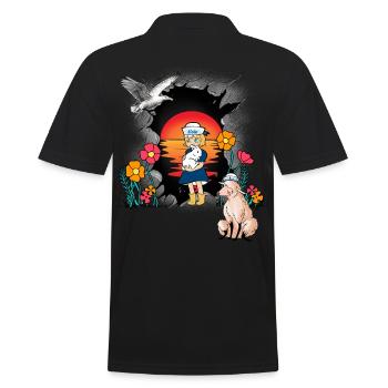 maritim Mädchen Matrose Küste Schaf Möwe Kind - Männer Poloshirt - Schwarz - Hinten - Kai (181cm)