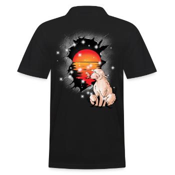 Schaf Schafe Sonnenuntergang Lamm Lämmer Kind - Männer Poloshirt - Schwarz - Hinten - Kai (181cm)