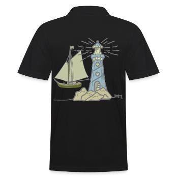 Lighthouse maritime sailing ship ship ships sea - Men's Polo Shirt - black - Back - Kai (181cm)