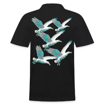 maritime, seagulls, seagulls, coast, North Sea, Baltic Sea - Men's Polo Shirt - black - Back - Kai (181cm)