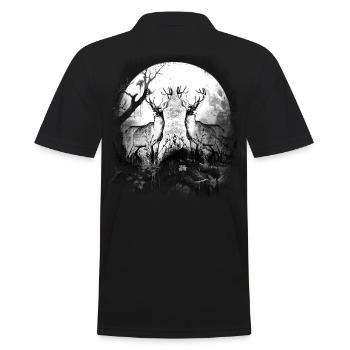 mystisch Wald Waldtiere Hirsche Hirsch Rehbock - Männer Poloshirt - Schwarz - Hinten - Kai (181cm)