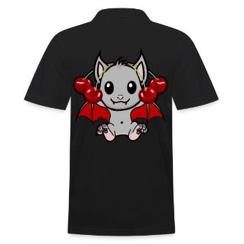 Halloween Bat Bats Cherries Cherry - Men's Polo Shirt - black - Back - Kai (181cm)
