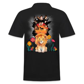 Nature Fleurs Papillons Lion Lions Enfants Enfant - Polo Homme - noir - Dos - Kai (181cm)