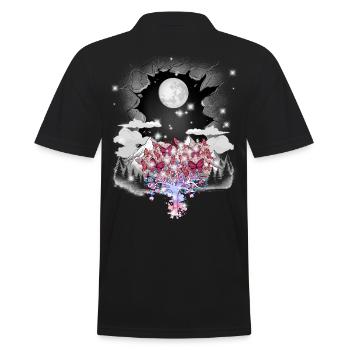 mystical nature mountains spring tree trees - Men's Polo Shirt - black - Back - Kai (181cm)