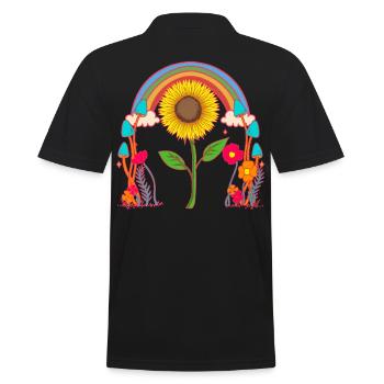 Regenbogen Sonnenblume Blume Blumen Natur - Männer Poloshirt - Schwarz - Hinten - Kai (181cm)