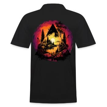 Nature, Amoureux de la nature, Forêt, Coucher De Soleil - Polo Homme - noir - Dos - Kai (181cm)