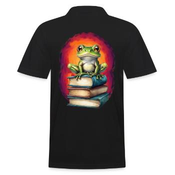 Frog Frogs Toad Child Kids Book Reading - Men's Polo Shirt - black - Back - Kai (181cm)