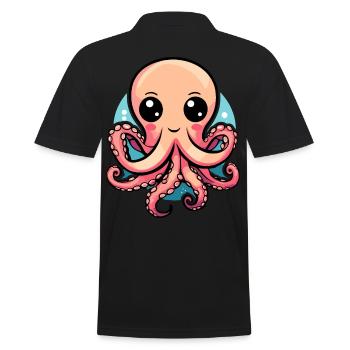 Bezaubernder Kawaii Oktopus - Männer Poloshirt - Schwarz - Hinten - Kai (181cm)