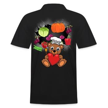Teddy Cook Cooks Cook Vegetable Cooking Bear - Men's Polo Shirt - black - Back - Kai (181cm)