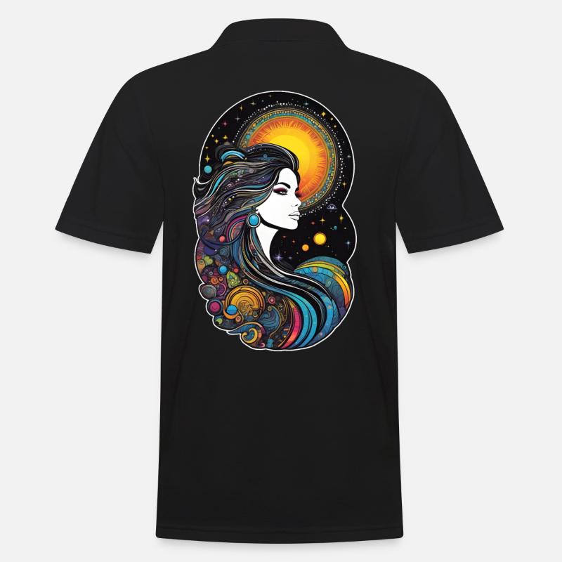 Kosmische Göttin der Schöpfung - Männer Poloshirt - Schwarz