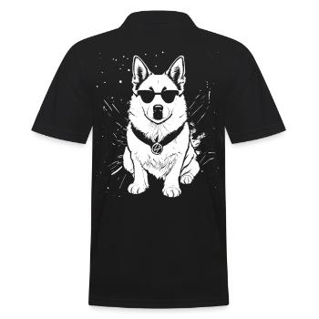 Cooler Hund mit Sonnenbrille - Retro Look - Männer Poloshirt - Schwarz - Hinten - Kai (181cm)