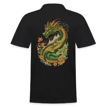 Mystical Garden of Dragons - Men's Polo Shirt - black - Back - Kai (181cm)