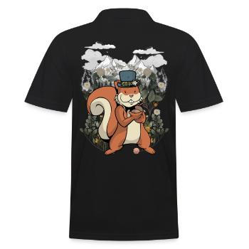 Tyrolean Squirrel Squirrel Children Child Mountains - Men's Polo Shirt - black - Back - Kai (181cm)