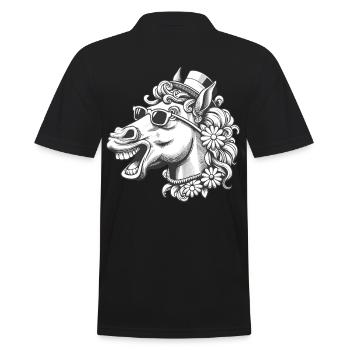 Pferd Pferde lustig witzig spaßig Gaul Reiterin - Männer Poloshirt - Schwarz - Hinten - Kai (181cm)