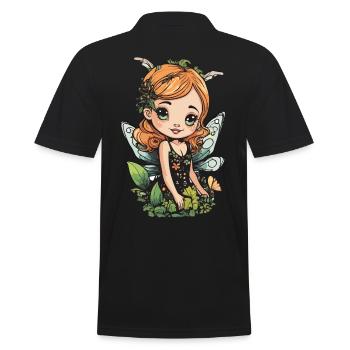 Blooming Forest Fairy – Sweet Nature Spirit - Men's Polo Shirt - black - Back - Kai (181cm)