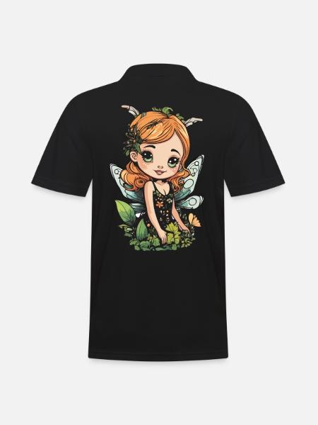 Blooming Forest Fairy – Sweet Nature Spirit - Men's Polo Shirt - black