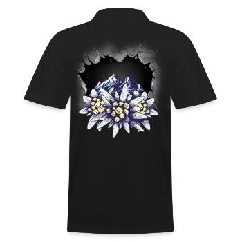 Gebirge Berge Tirol Österreich Schweiz Berg Blumen - Männer Poloshirt - Schwarz - Hinten - Kai (181cm)