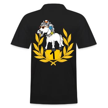 lustig spaßig Siegerehrung Pferd Pferde Reiterin - Männer Poloshirt - Schwarz - Hinten - Kai (181cm)