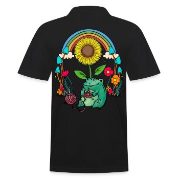 Garten Frosch Frösche Regenbogen Kröte Stricken - Männer Poloshirt - Schwarz - Hinten - Kai (181cm)