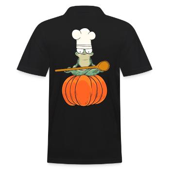 Kürbis Koch Köche Köchin Gastgeber Frosch Frösche - Männer Poloshirt - Schwarz - Hinten - Kai (181cm)