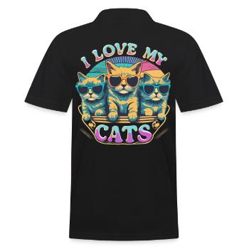 I Love My Cats - Des chats cool avec des lunettes de soleil - Polo Homme - noir - Dos - Kai (181cm)